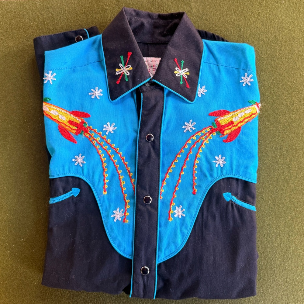Rockmount Men's 2-Tone Space Cowboy Embroidered Western Shirt